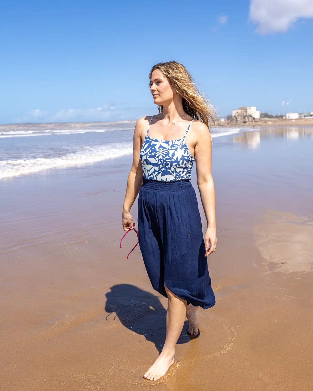 Deya - Womens Midi Crinkle Skirt - Blue - Image 4
