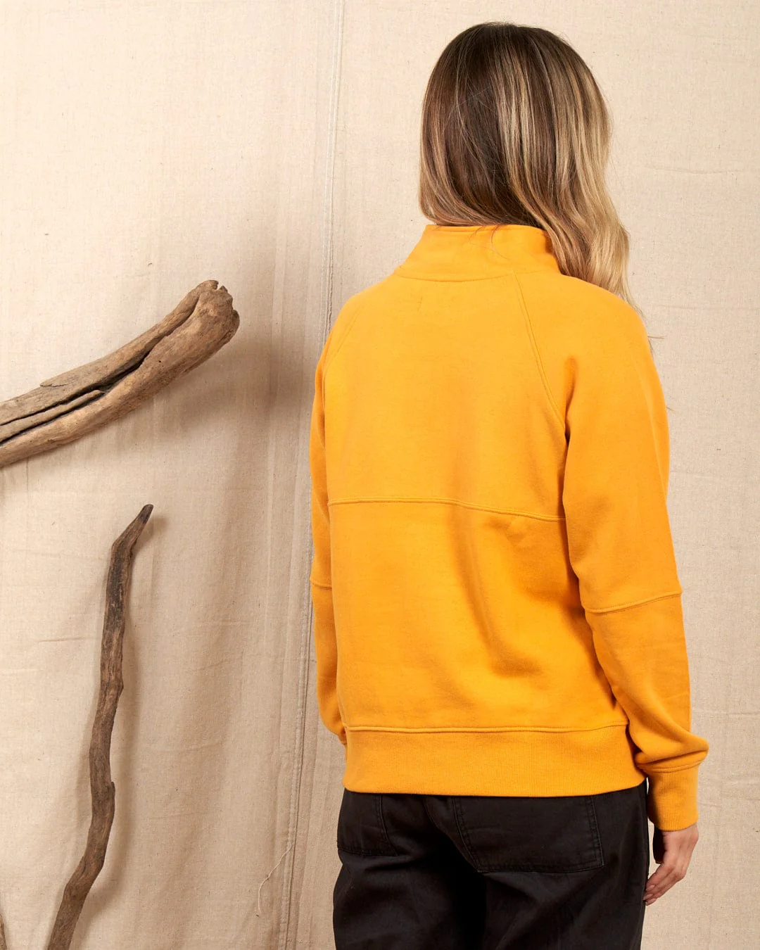 Dimensions - Womens 1/4 Neck Recycled Sweat - Yellow - Image 6