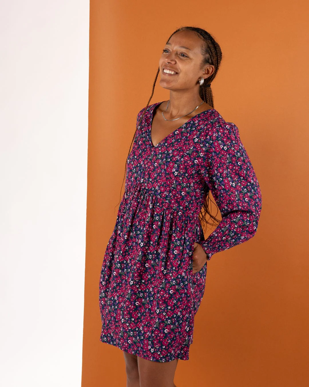 Ditsy - Womens Mini Dress - Dark Pink - Image 5