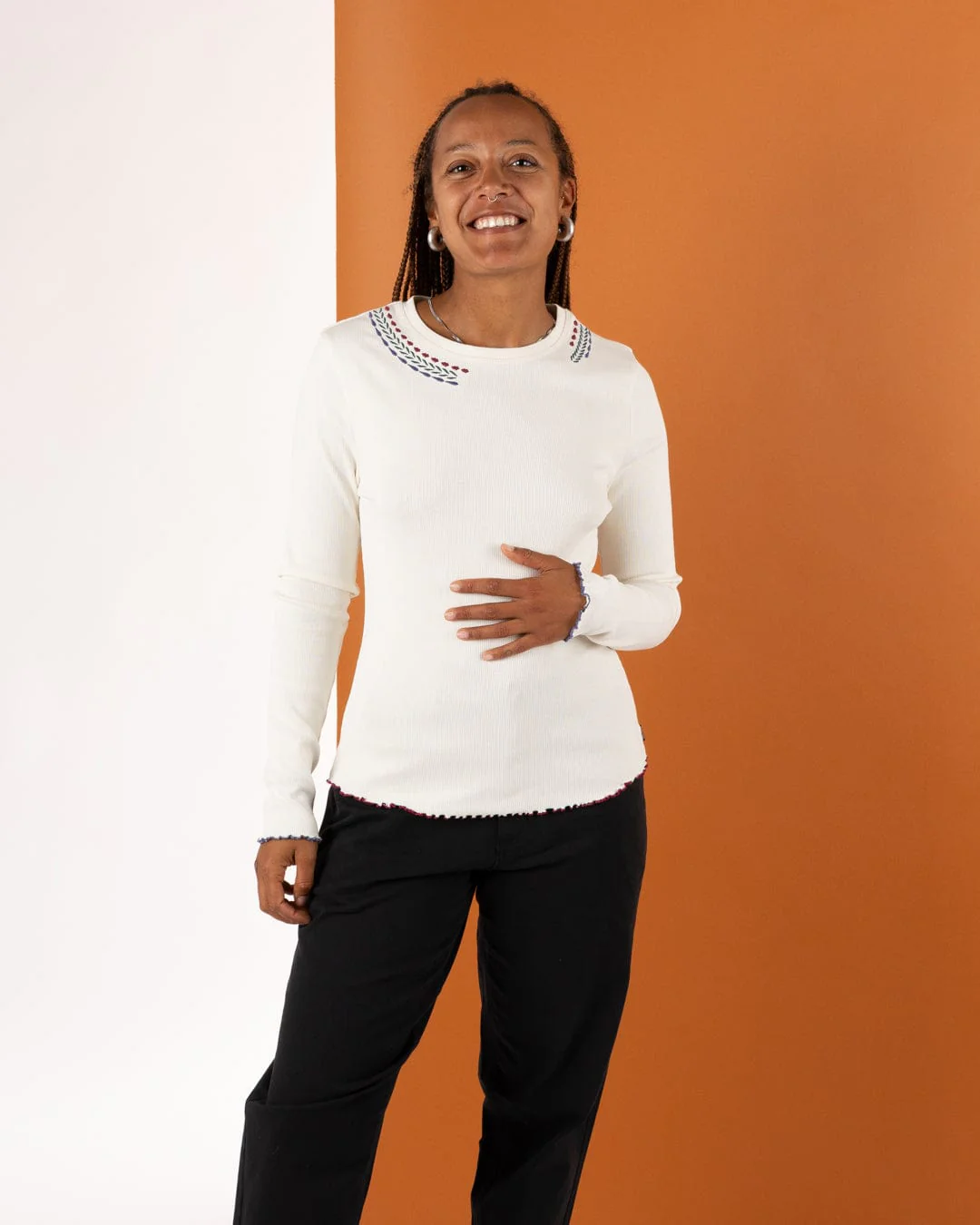 Dixie - Womens Long Sleeve T-Shirt - Cream - Image 2