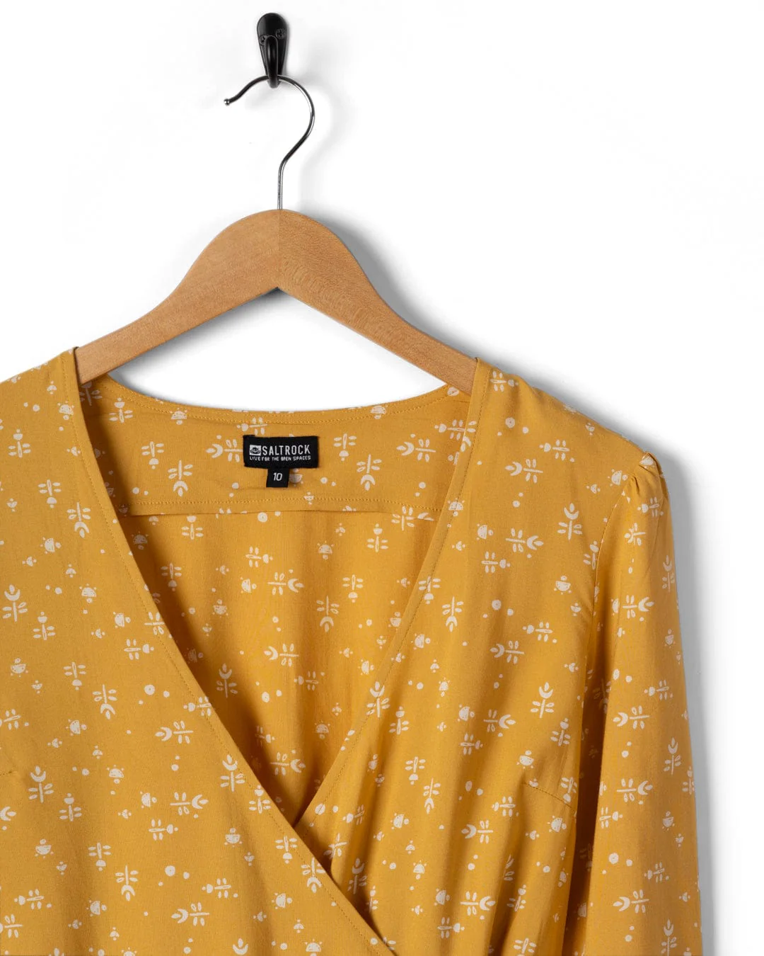 Drew - Womens Ditsy Floral Wrap Blouse - Yellow - Image 5