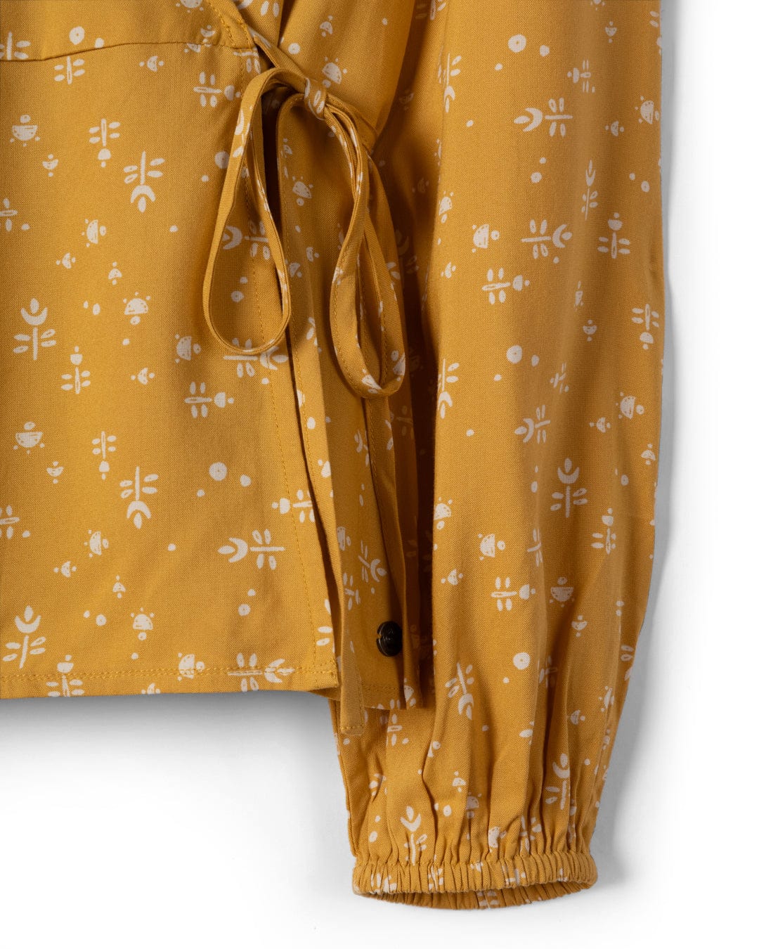 Drew - Womens Ditsy Floral Wrap Blouse - Yellow - Image 7