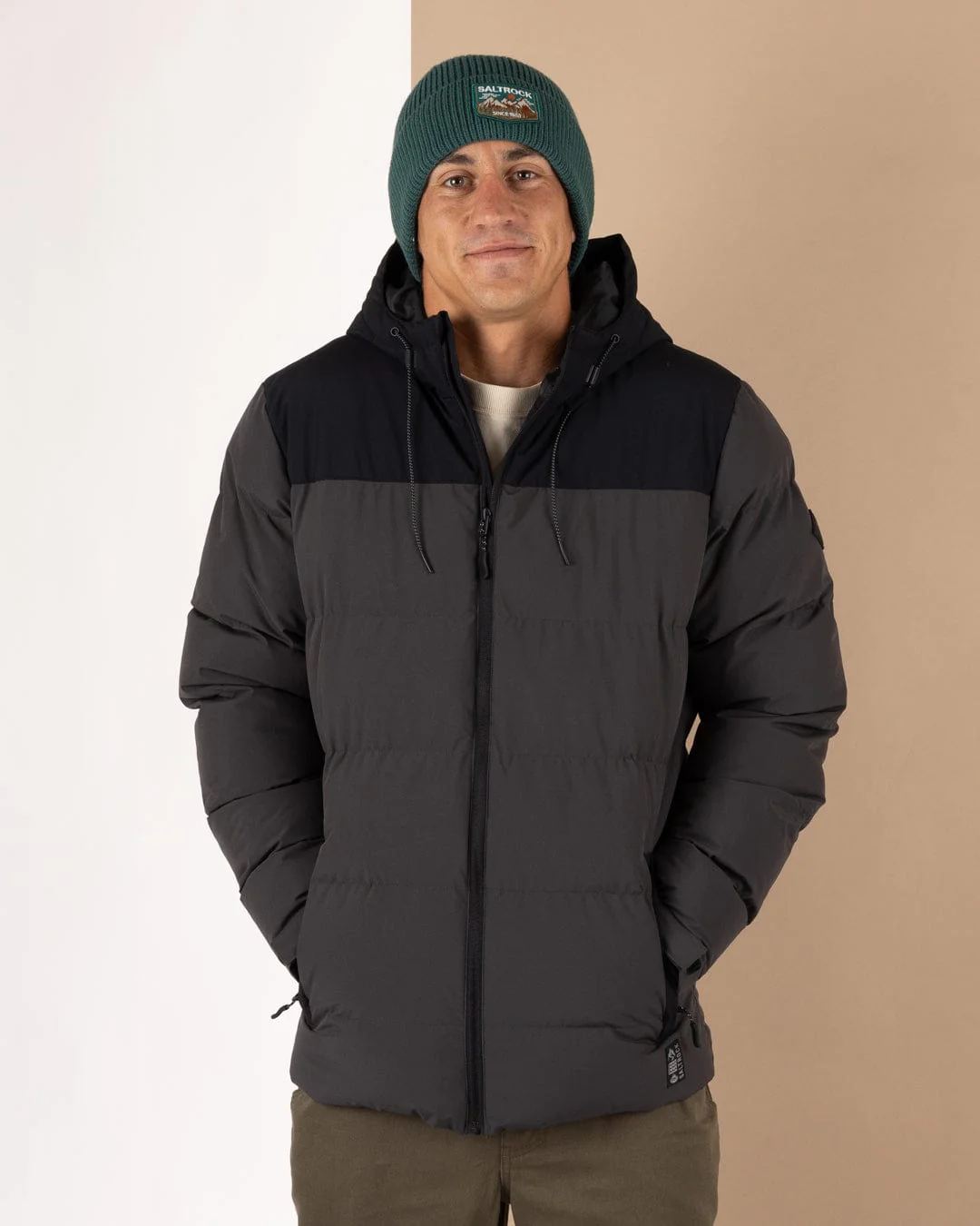 Dune - Mens Water Resistant Padded Jacket - Black/Grey - Image 10