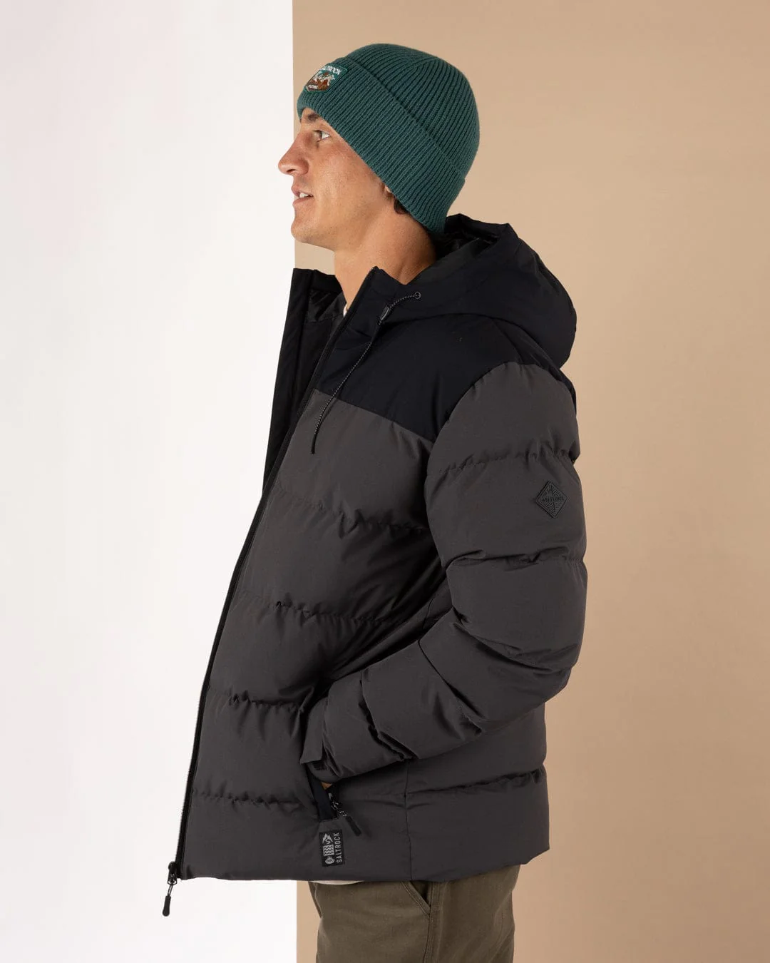 Dune - Mens Water Resistant Padded Jacket - Black/Grey - Image 4