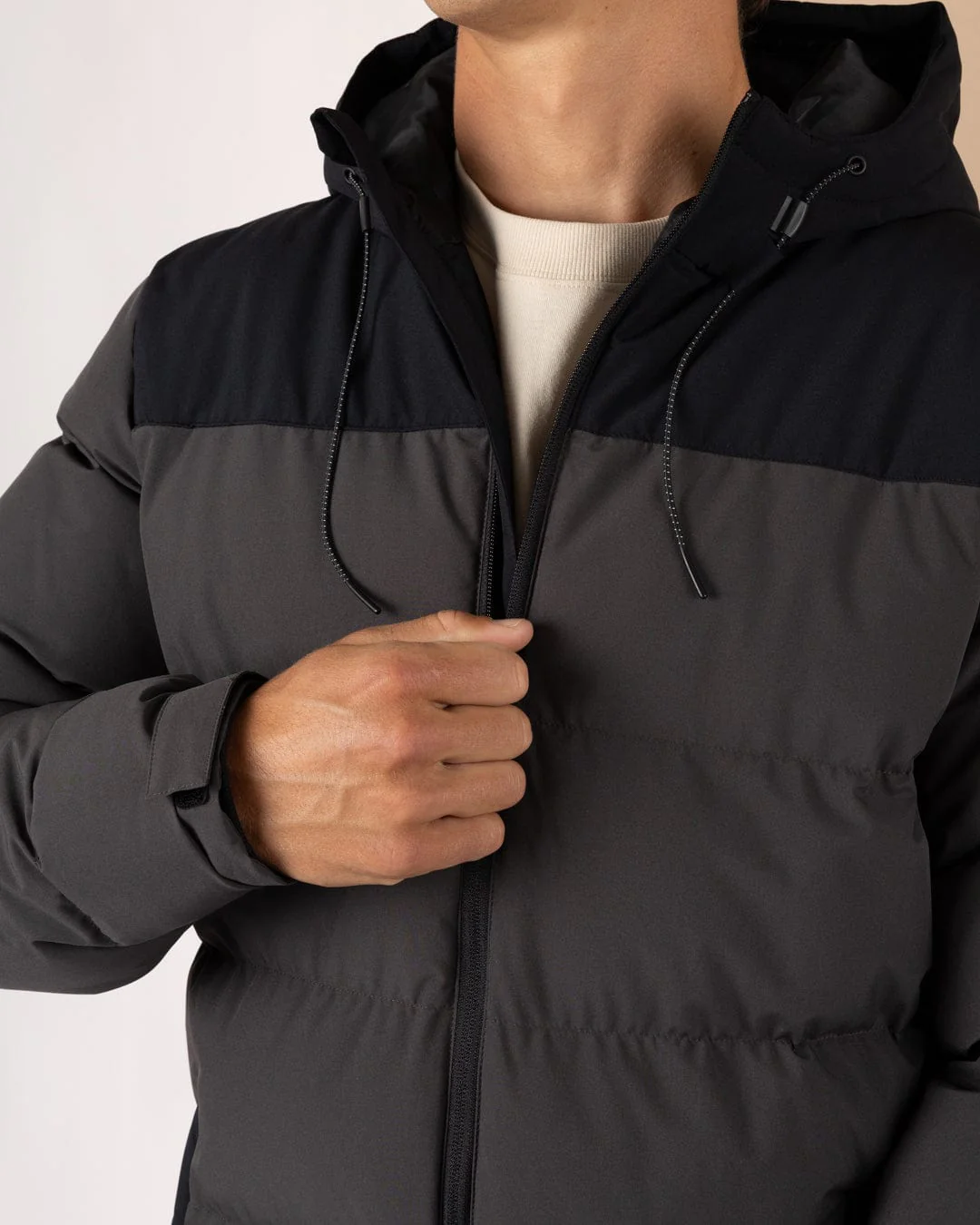 Dune - Mens Water Resistant Padded Jacket - Black/Grey - Image 8