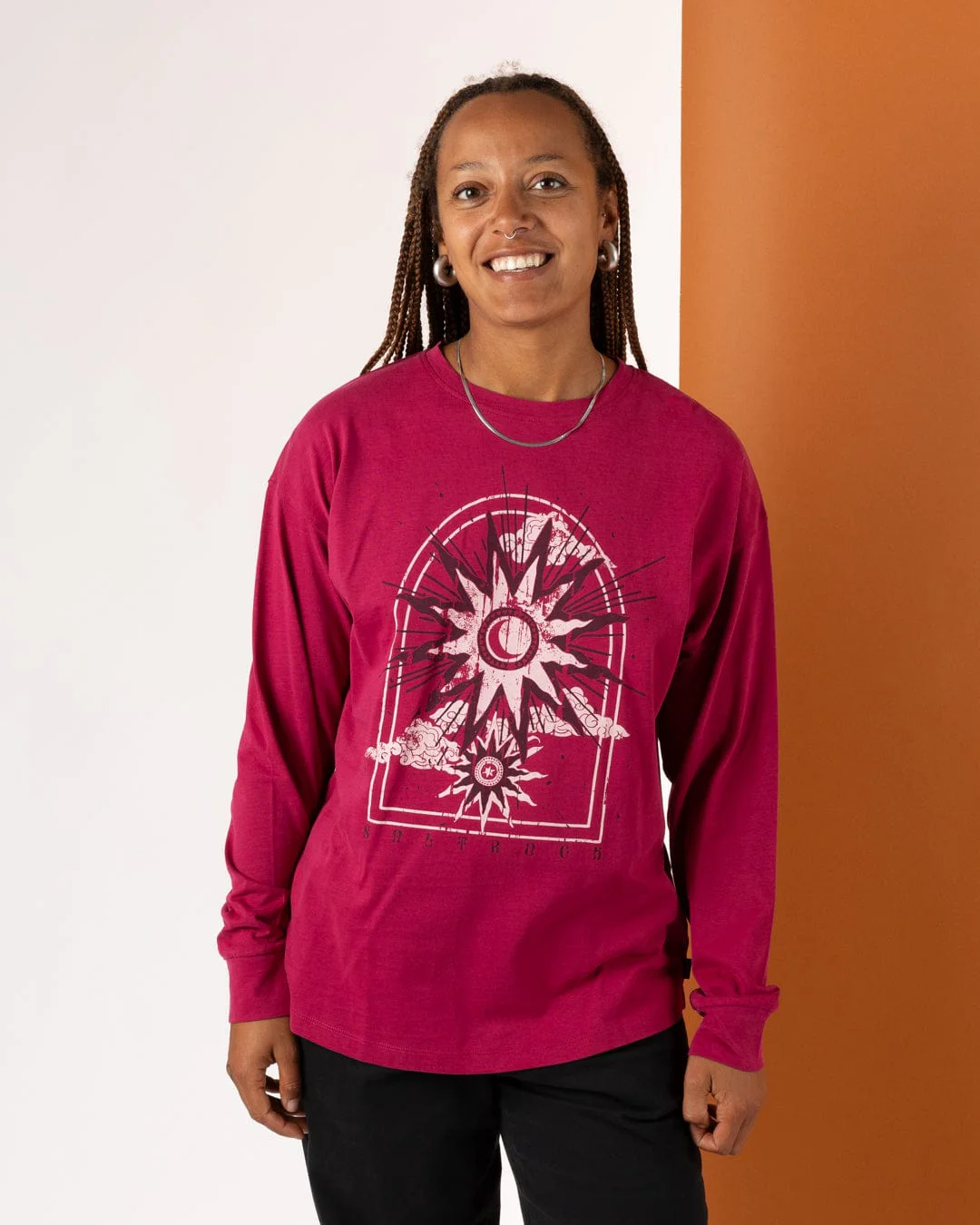 Eclipse - Womens Long Sleeve T-Shirt - Dark Pink - Image 2