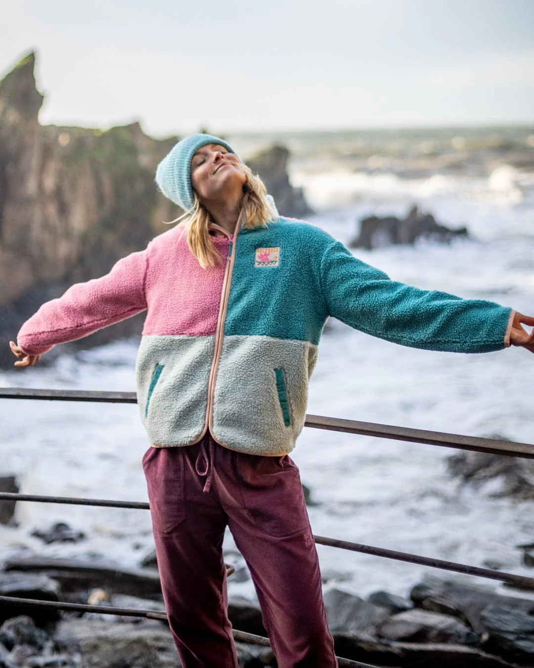 Emery Wave  - Womens Zip Fleece - Pink - Image 3