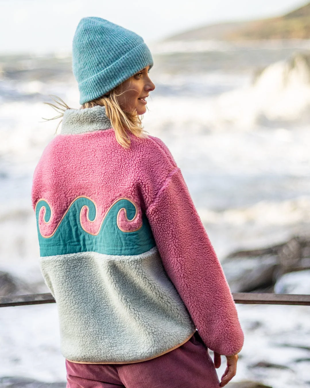Emery Wave  - Womens Zip Fleece - Pink - Image 5