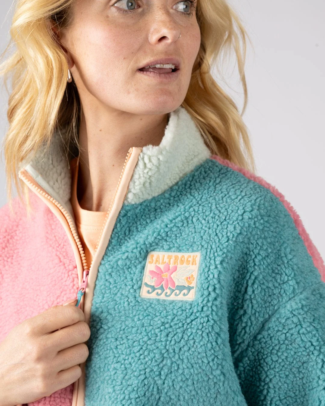 Emery Wave  - Womens Zip Fleece - Pink - Image 9