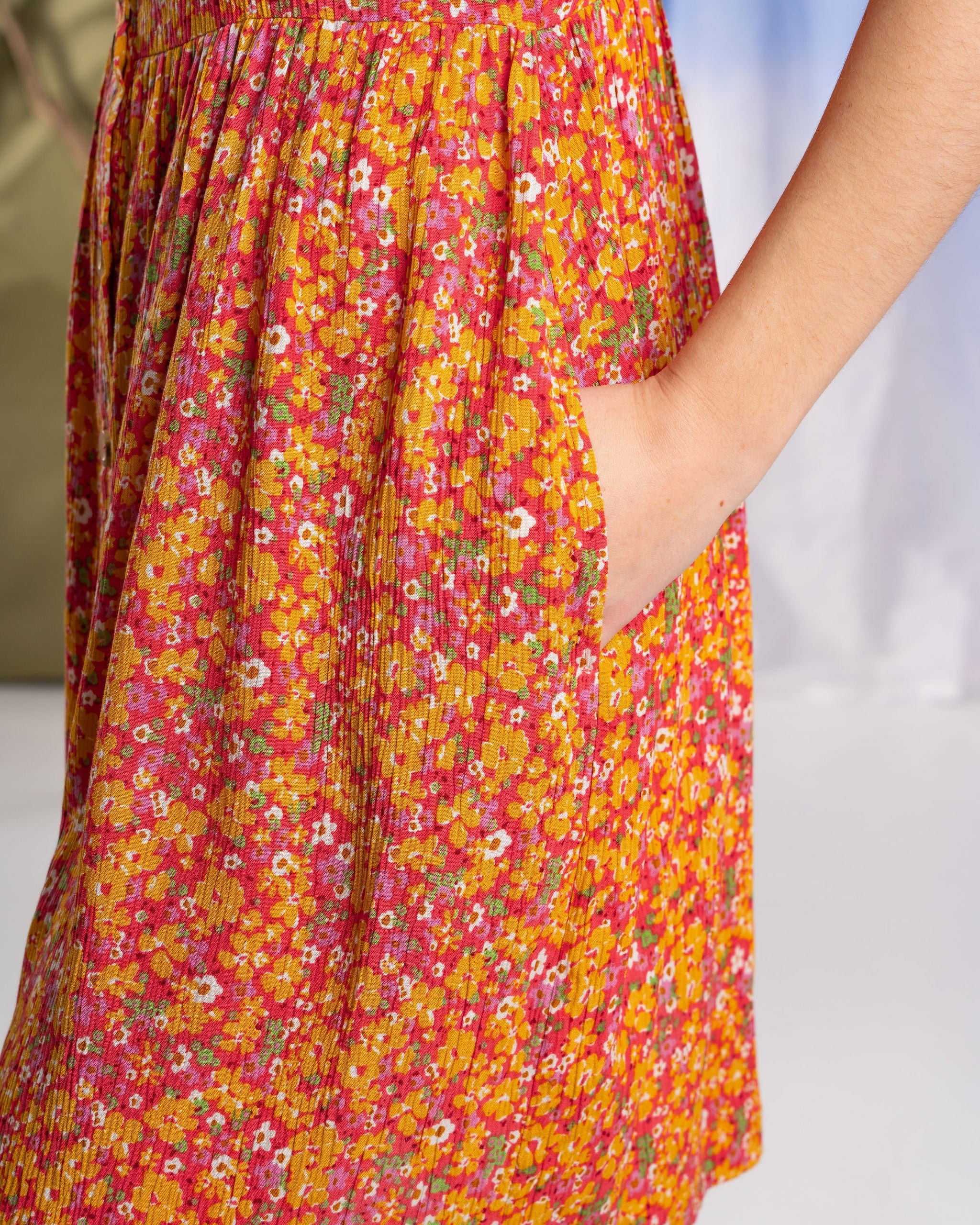 Emmy - Womens Strappy Floral Dress - Coral - Image 5