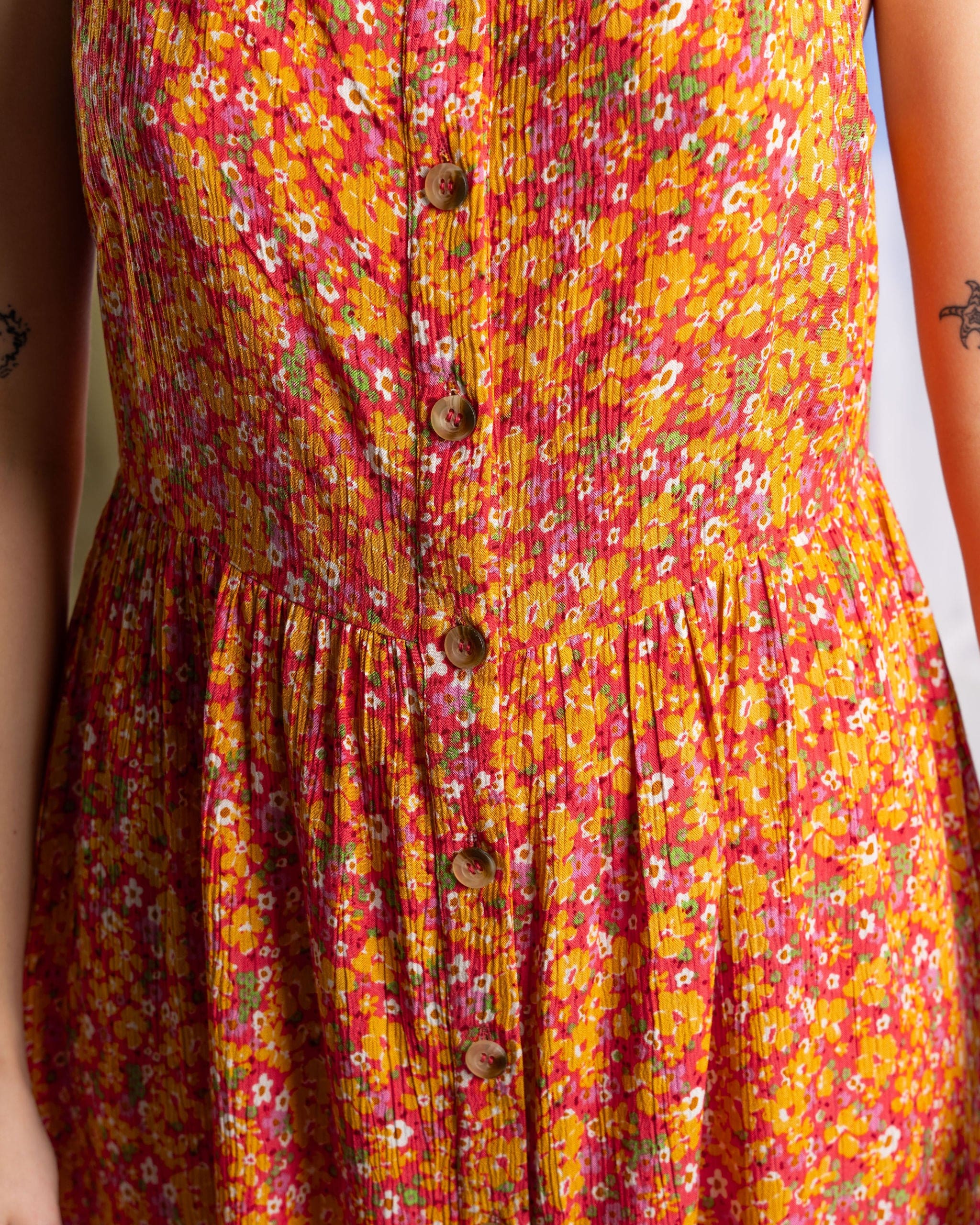 Emmy - Womens Strappy Floral Dress - Coral - Image 7
