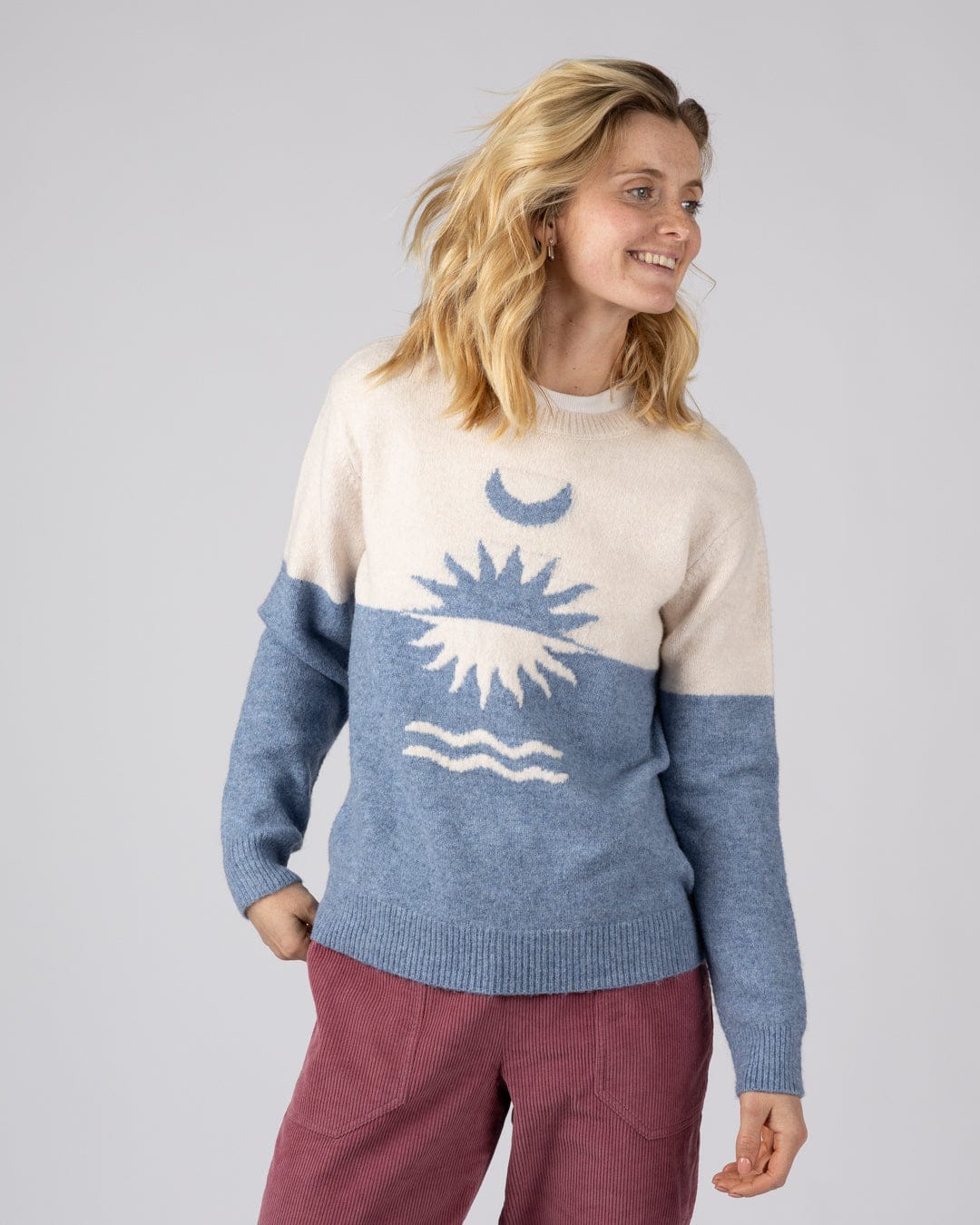 Equinox - Womens Long Sleeve Crew Jumper- Blue - Image 2