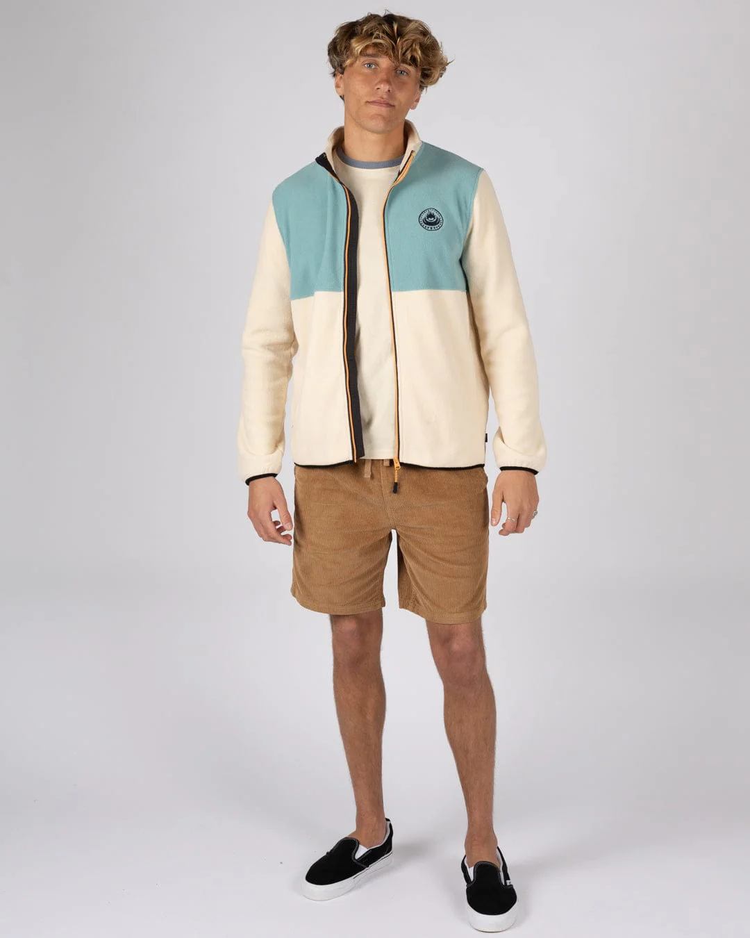 Faras - Mens Zip Through Fleece - Cream - Image 2