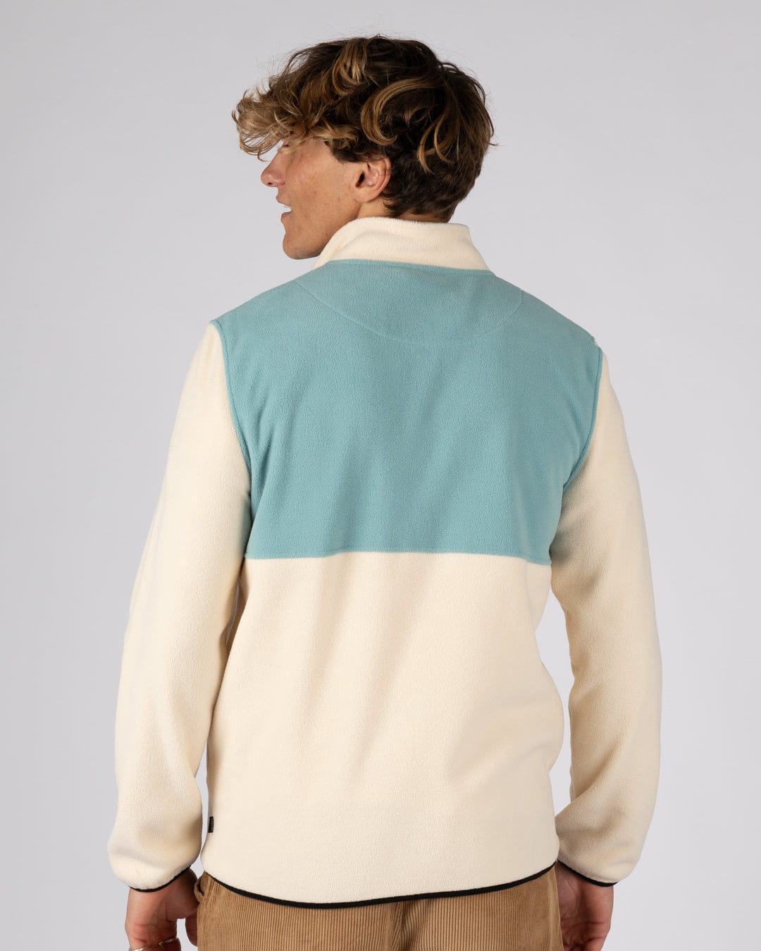 Faras - Mens Zip Through Fleece - Cream - Image 3