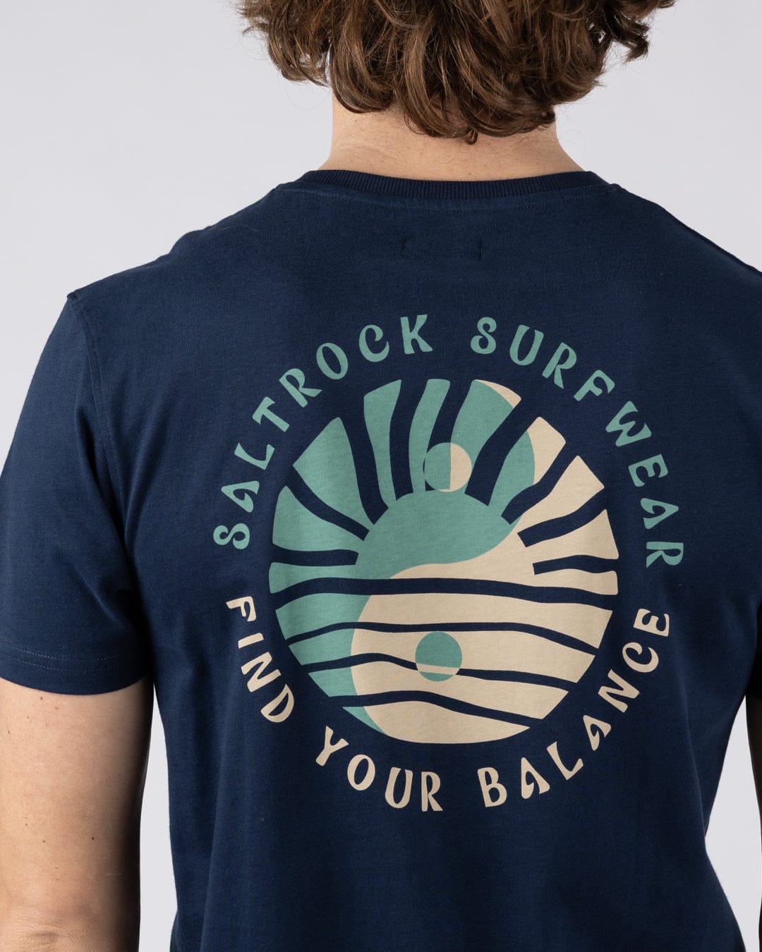 Find Balance  - Mens Oversized Short Sleeve T-Shirt - Blue - Image 3