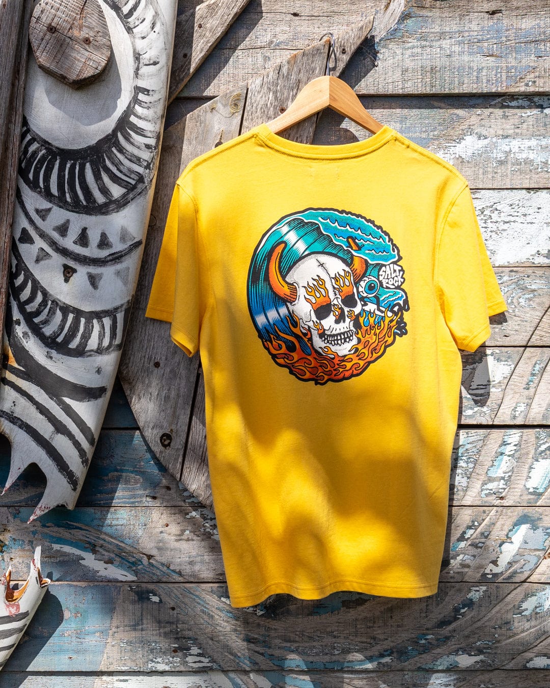 Fire Water Colour - Mens T-Shirt - Yellow - Image 2