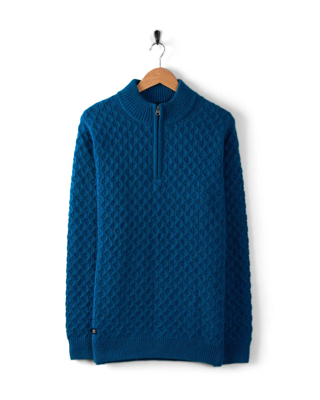 Flint - Mens 1/4 Neck Zip Knit - Blue - Image 2