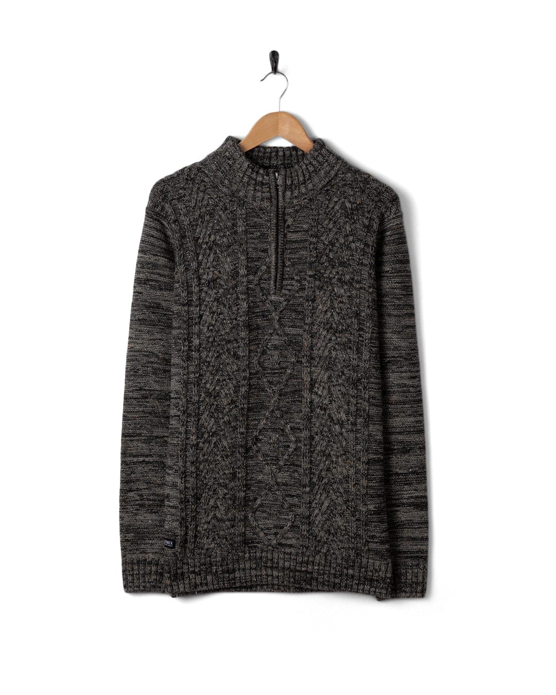 Flint 2 - Mens 1/4 Neck Zip Knit - Dark Grey - Image 3
