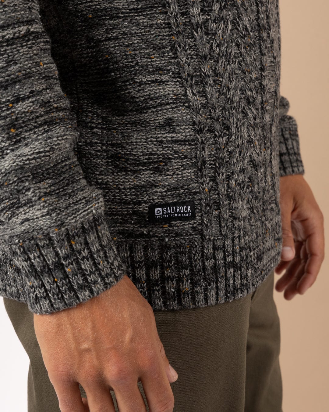 Flint 2 - Mens 1/4 Neck Zip Knit - Dark Grey - Image 5