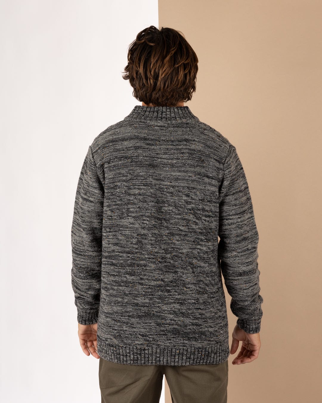 Flint 2 - Mens 1/4 Neck Zip Knit - Dark Grey - Image 6