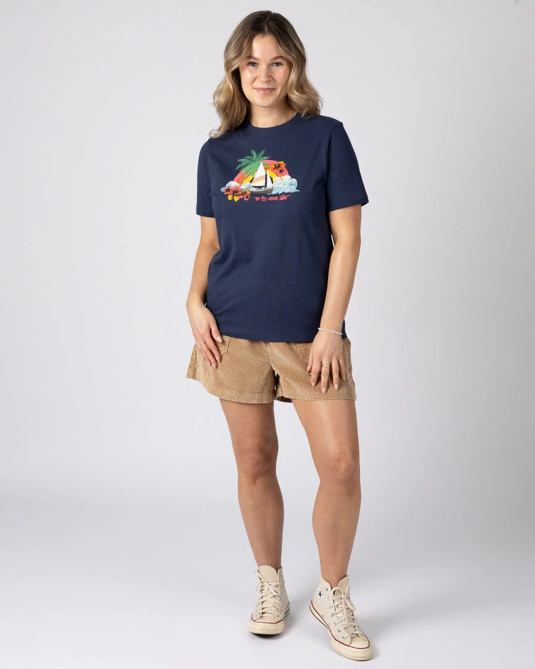 Floral Lost Ships - Womens T-Shirt - Blue - Image 4