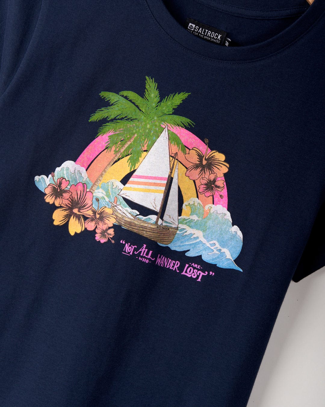 Floral Lost Ships - Womens T-Shirt - Blue - Image 7
