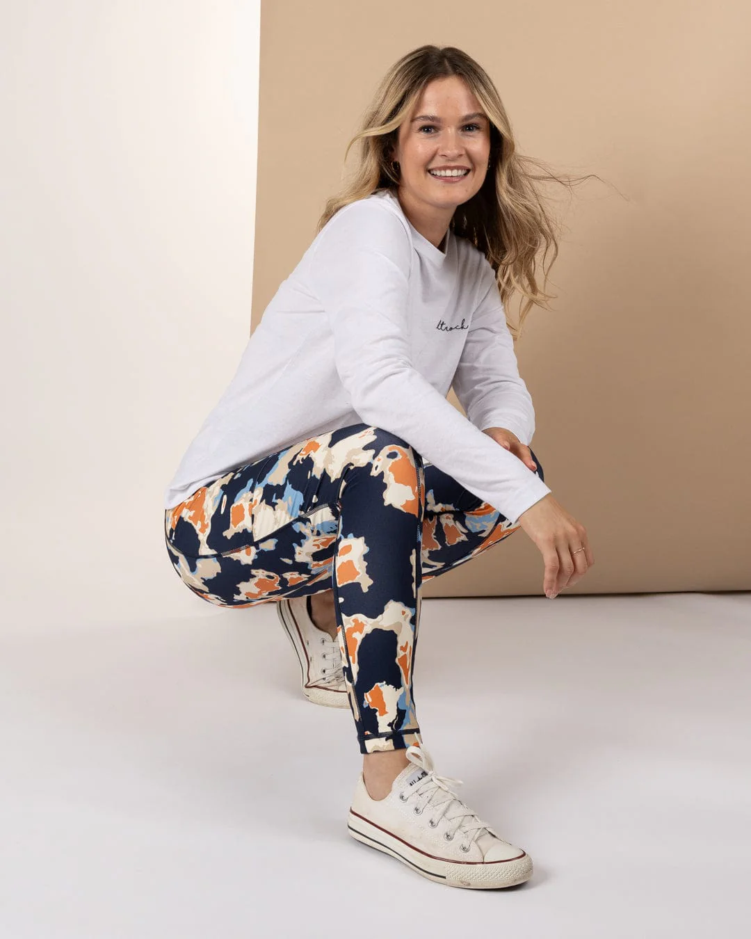 Folie - Womens Leggings - Blue/Orange - Image 2
