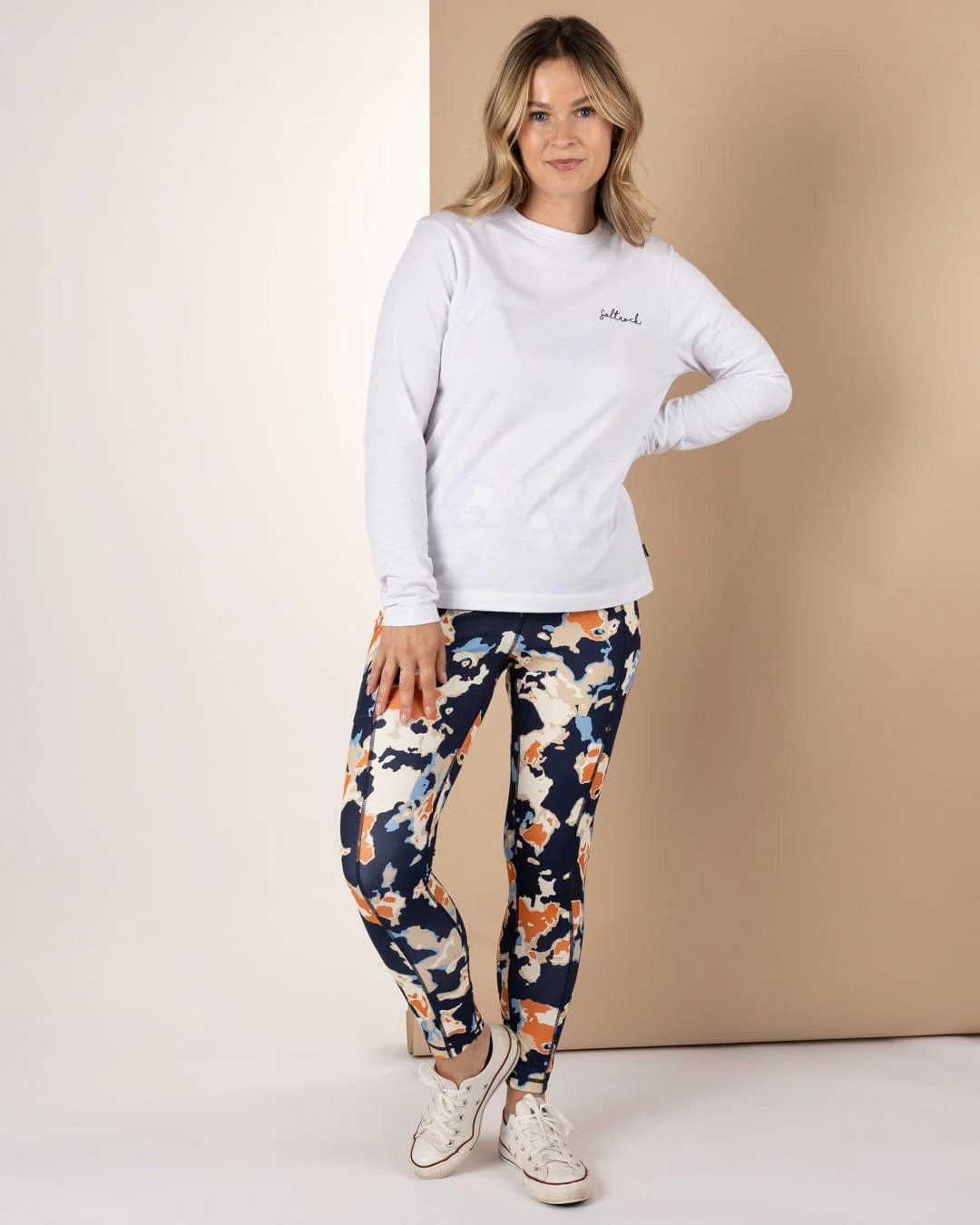Folie - Womens Leggings - Blue/Orange - Image 3