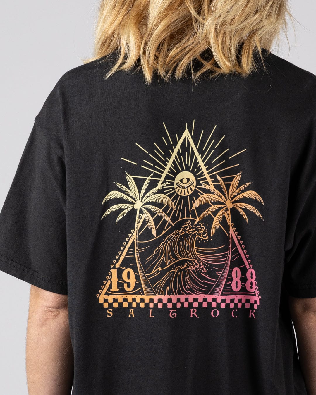 Free Wave Gradient - Womens Oversized Short Sleeve T-Shirt - Black - Image 2