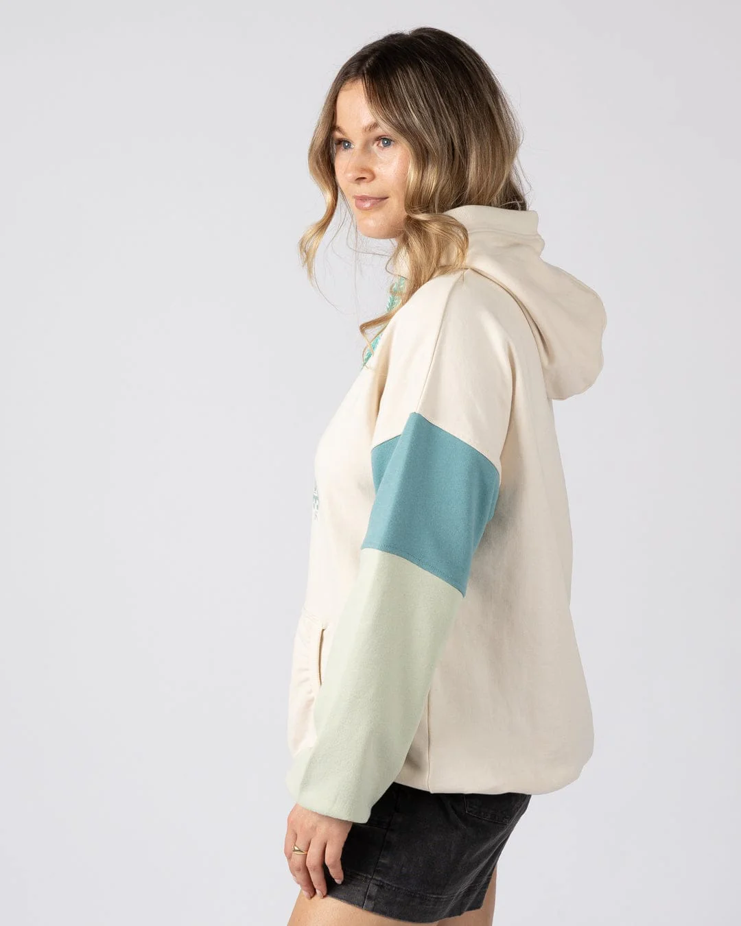 Free Wave - Womens Oversized Pop Hoodie - Cream - Image 2