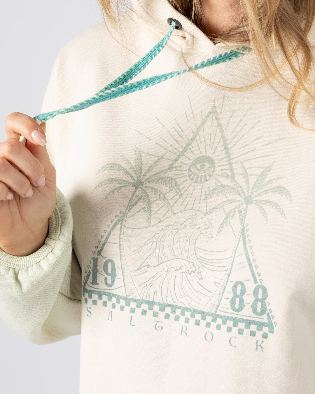 Free Wave - Womens Oversized Pop Hoodie - Cream - Image 3