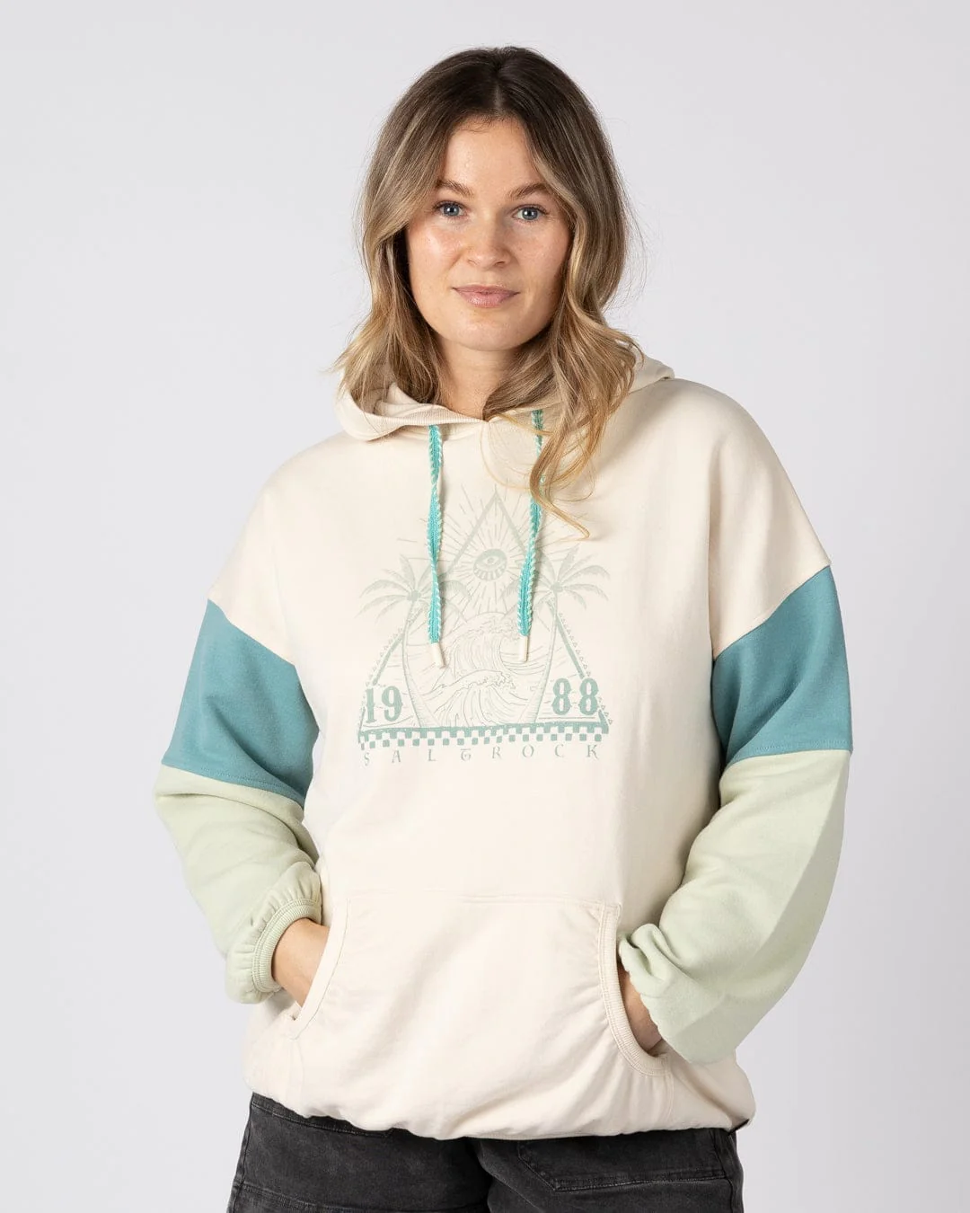 Free Wave - Womens Oversized Pop Hoodie - Cream - Image 4