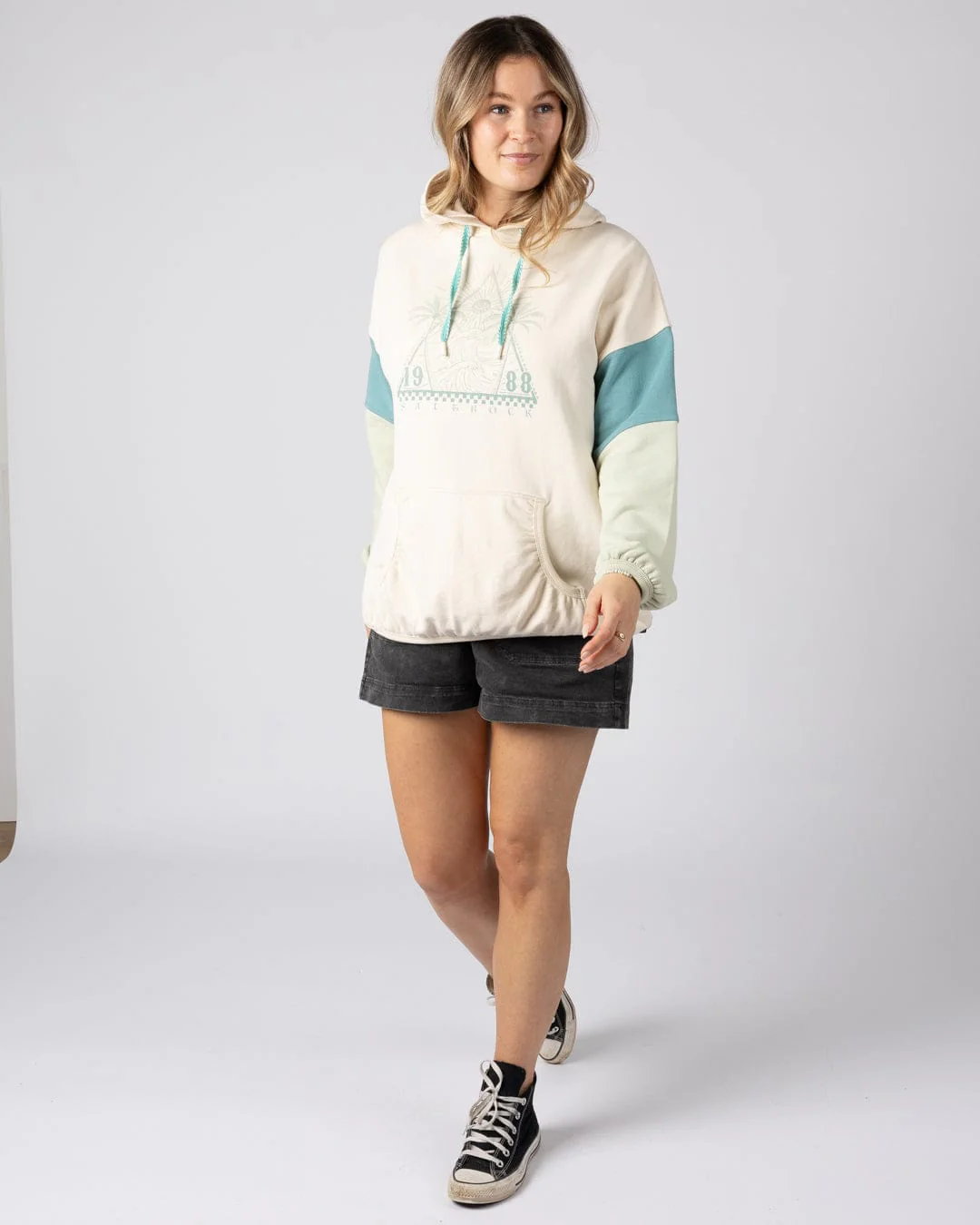Free Wave - Womens Oversized Pop Hoodie - Cream - Image 6