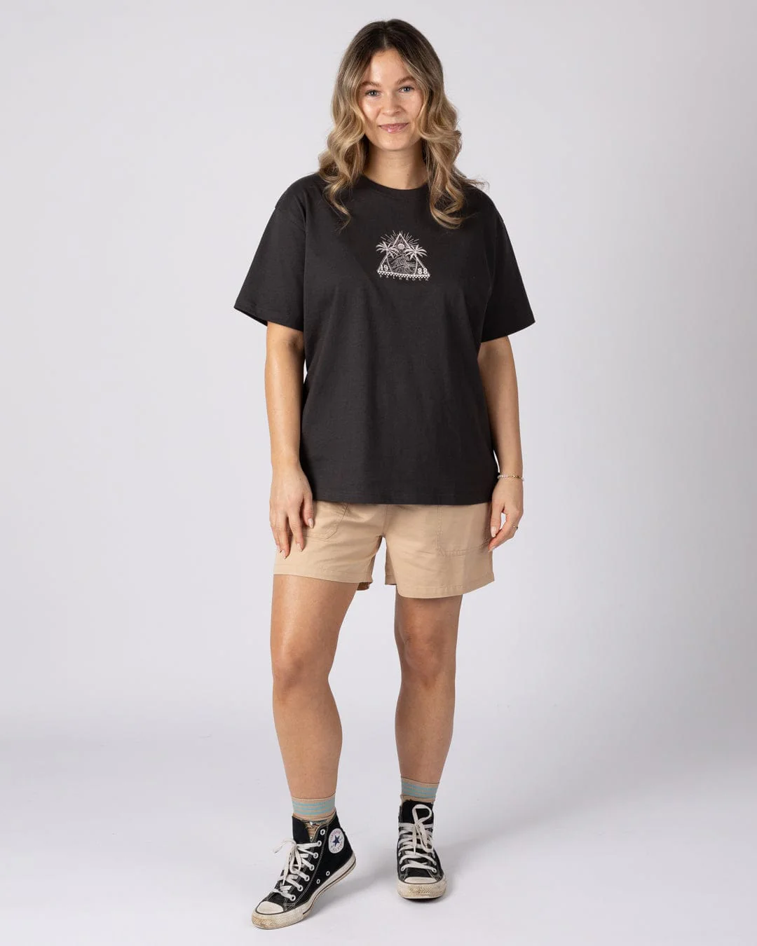 Free Wave - Womens Oversized Short Sleeve T-Shirt - Dark Grey - Image 5
