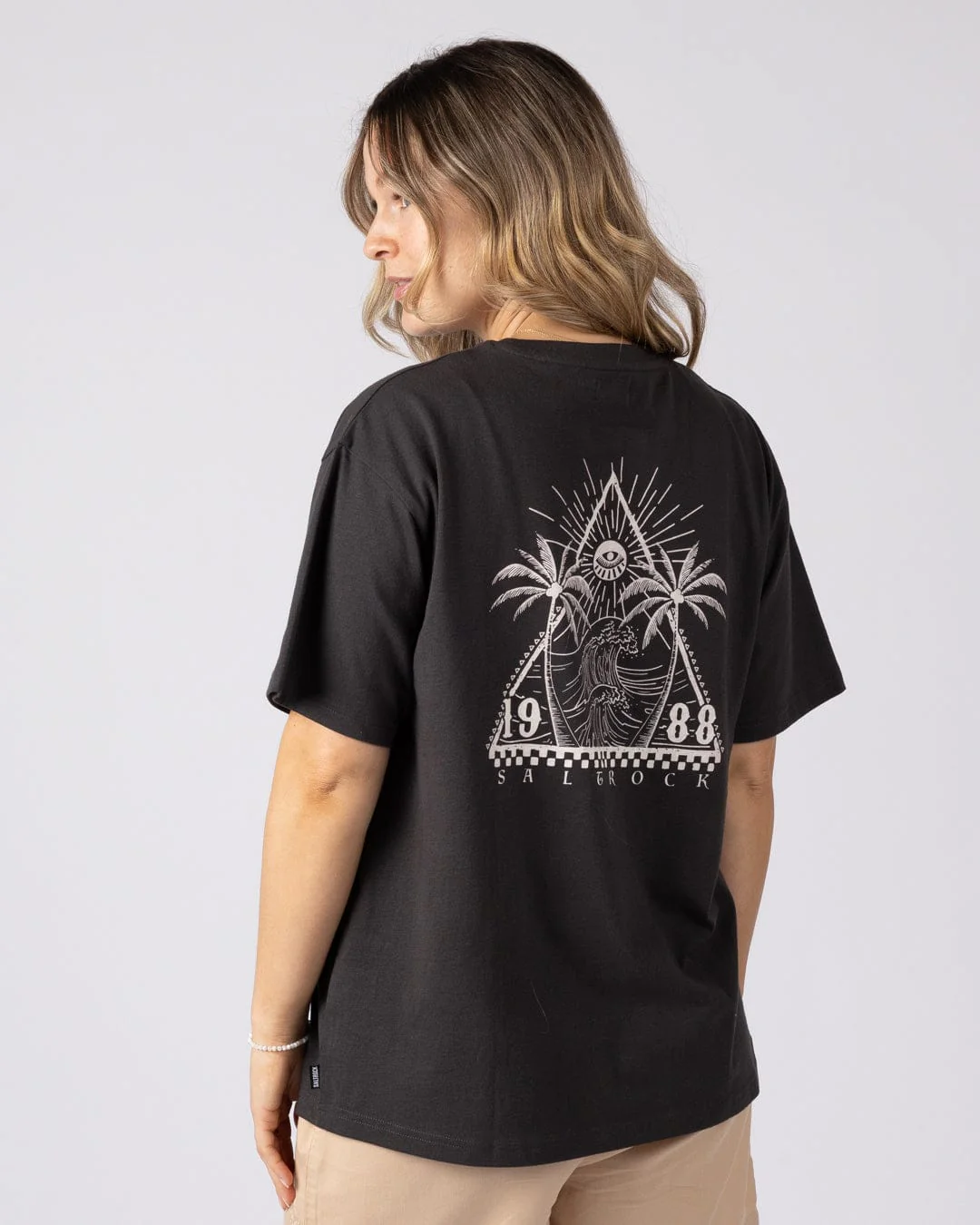 Free Wave - Womens Oversized Short Sleeve T-Shirt - Dark Grey - Image 8