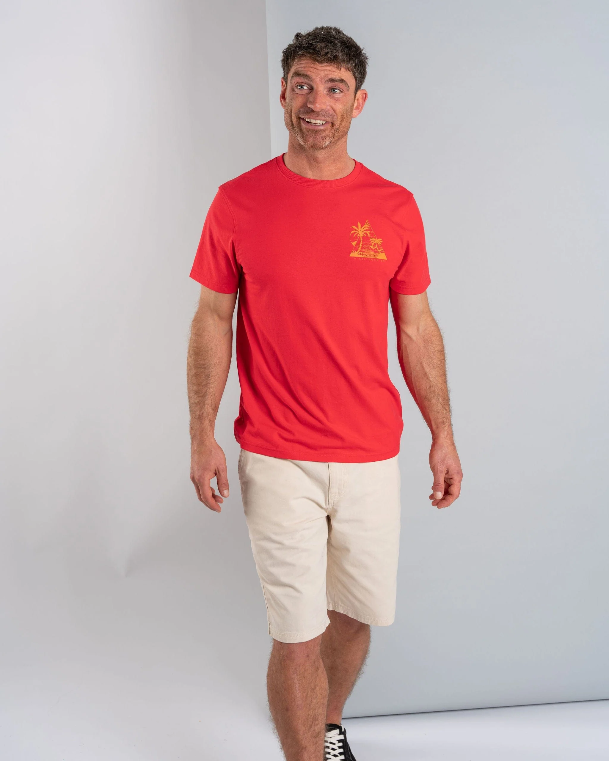 Geo Beach - Mens Short Sleeve T-Shirt - Red - Image 3