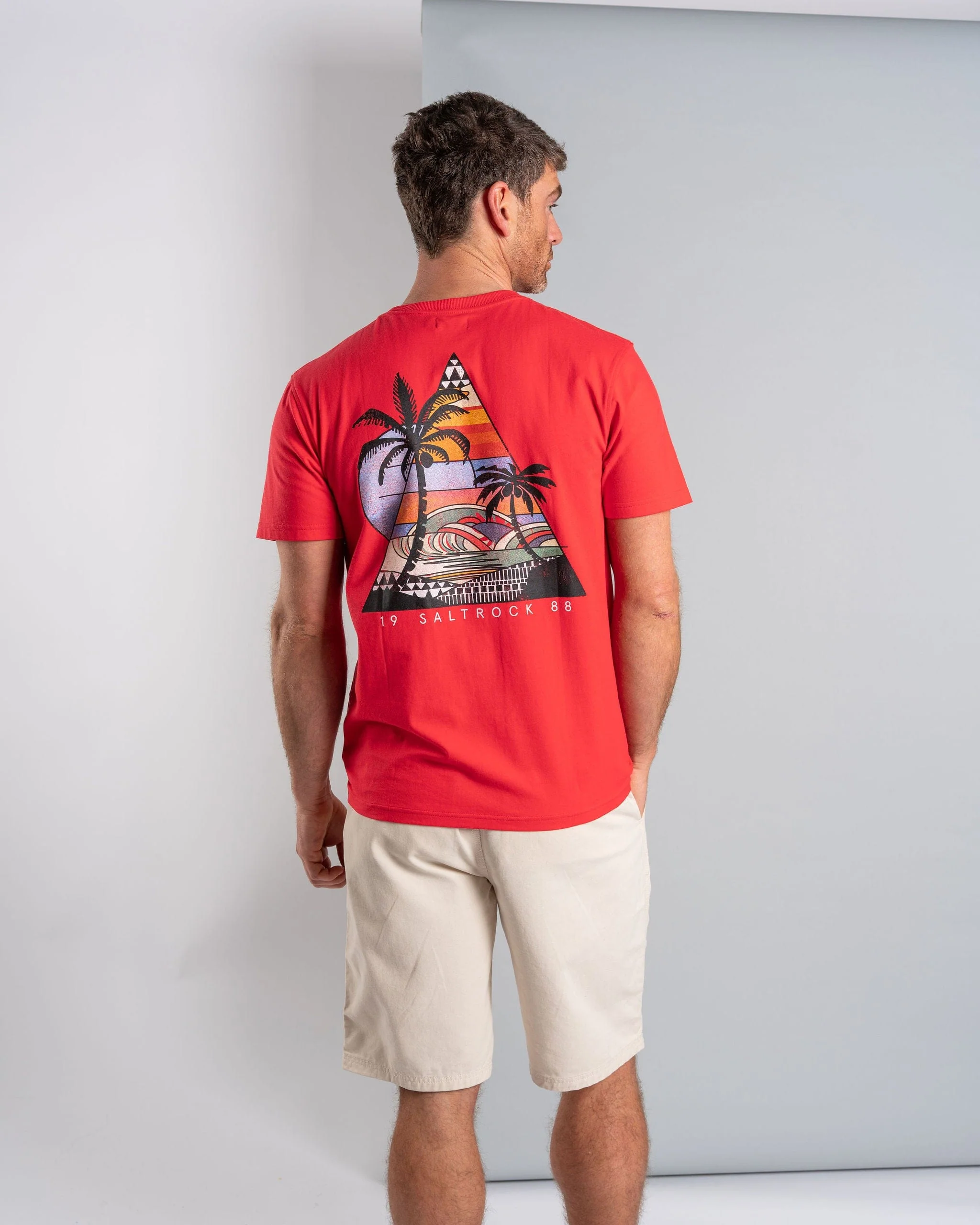 Geo Beach - Mens Short Sleeve T-Shirt - Red - Image 5