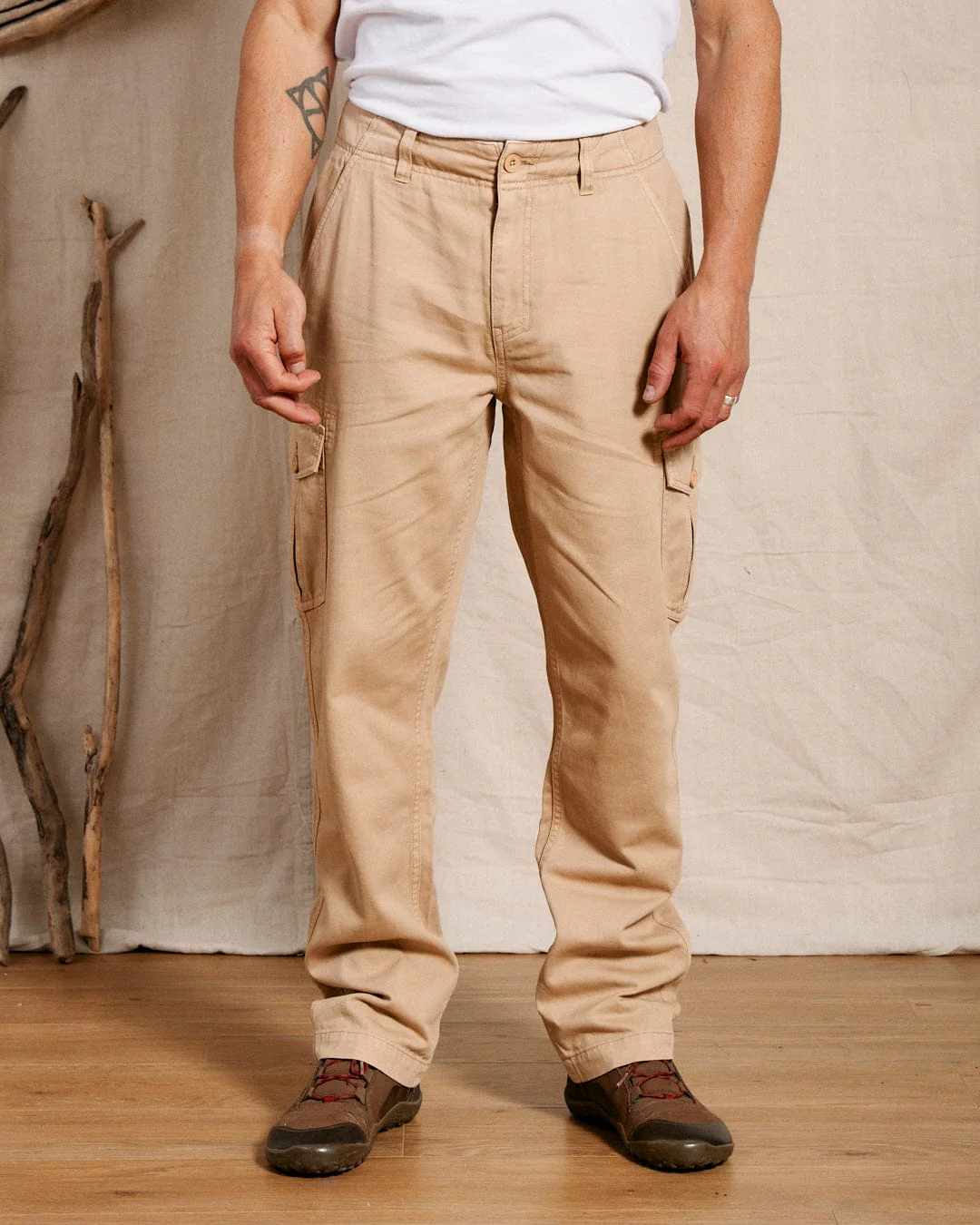 Godrevy 2 - Mens Cargo Trousers - Sand - Image 4
