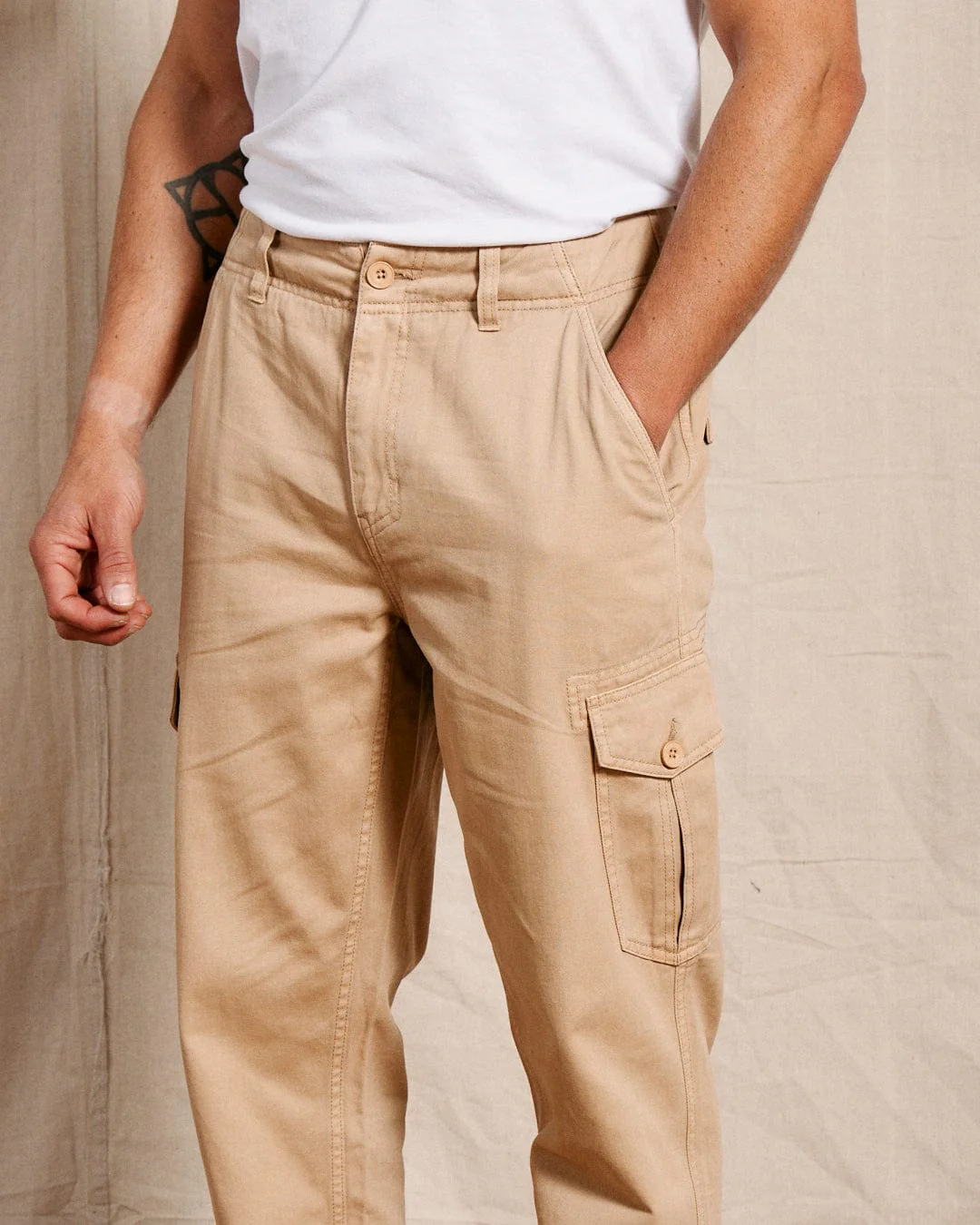 Godrevy 2 - Mens Cargo Trousers - Sand - Image 6