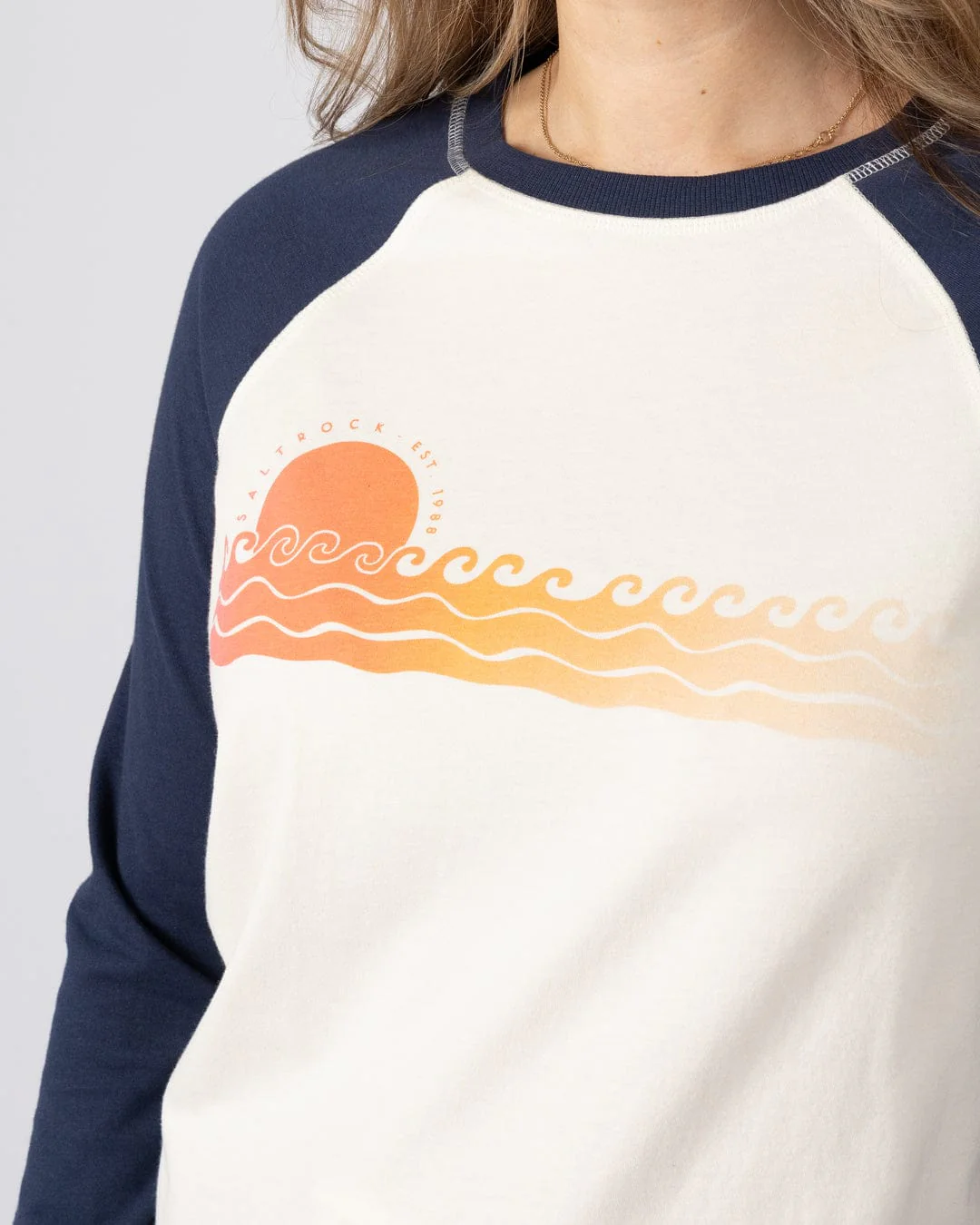 Golden Hour - Womens Long Sleeve Raglan T-Shirt - Cream - Image 2