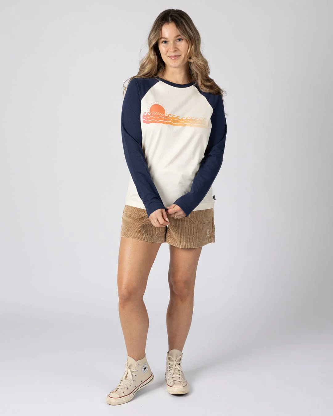 Golden Hour - Womens Long Sleeve Raglan T-Shirt - Cream - Image 4