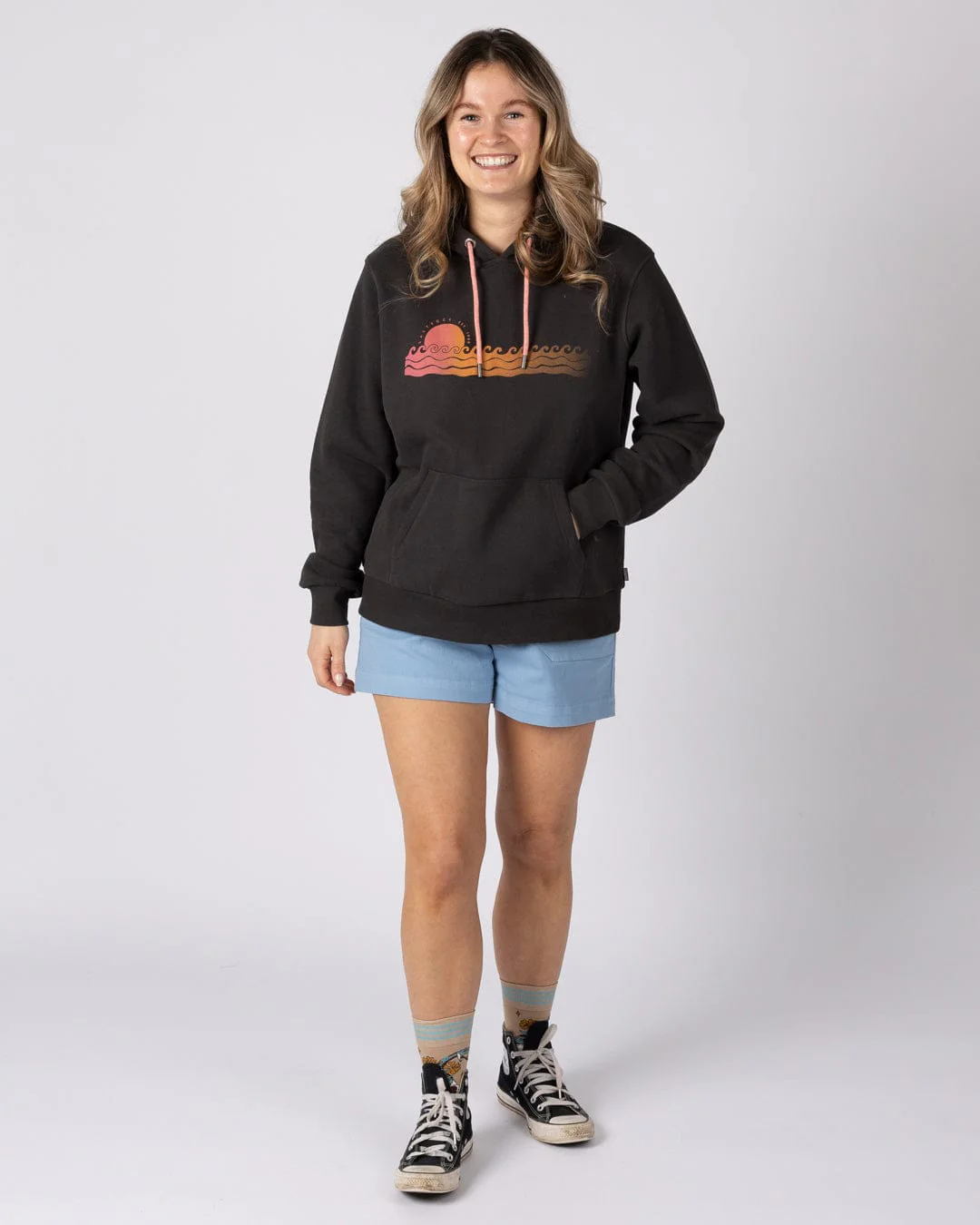 Golden Hour - Womens Pop Hoodie - Dak Grey - Image 2