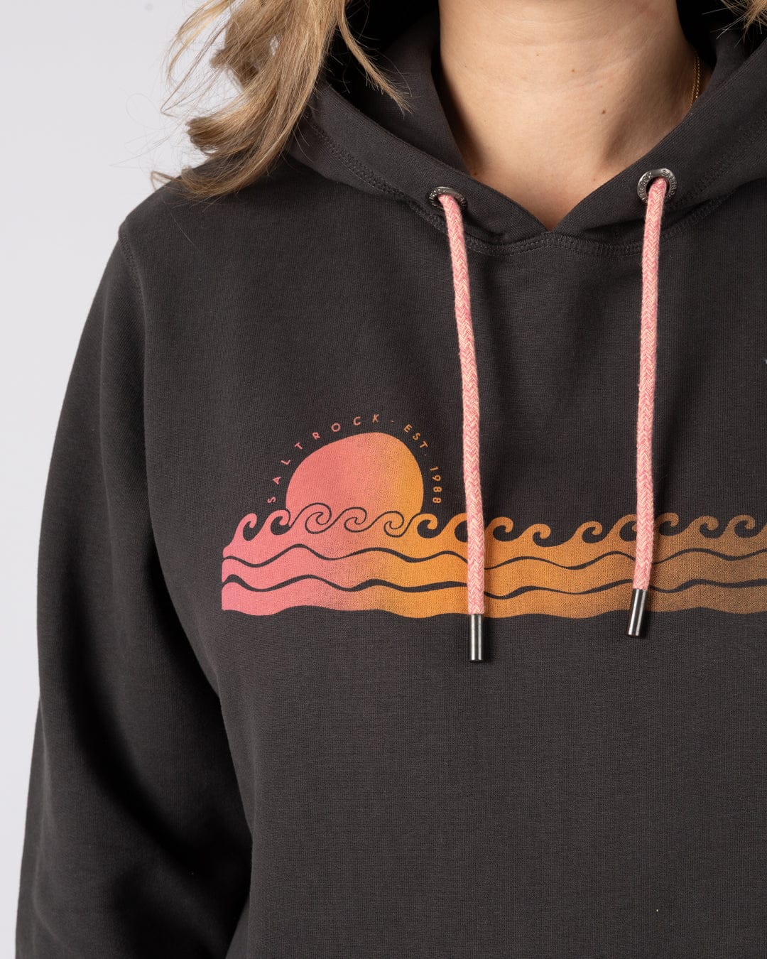 Golden Hour - Womens Pop Hoodie - Dak Grey - Image 3
