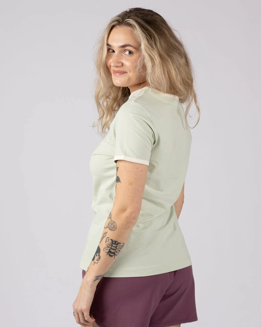 Golden Hour - Womens Short Sleeve Ringer T-Shirt - Light Green - Image 4