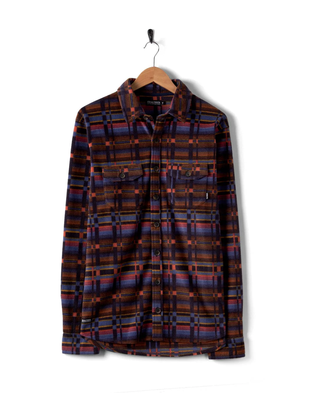 Grid - Mens Recycled Fleece Shirt - Purple - Image 2