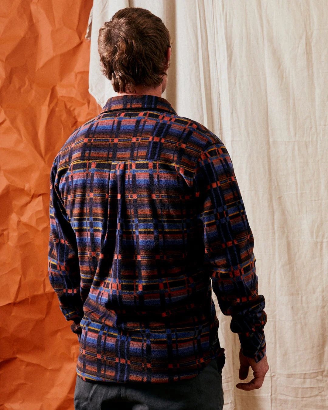 Grid - Mens Recycled Fleece Shirt - Purple - Image 3