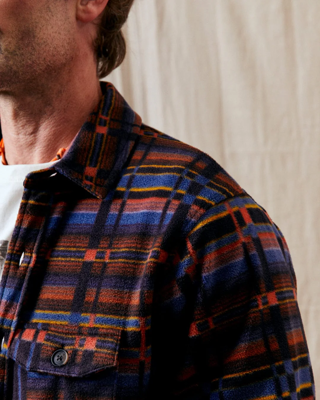 Grid - Mens Recycled Fleece Shirt - Purple - Image 7