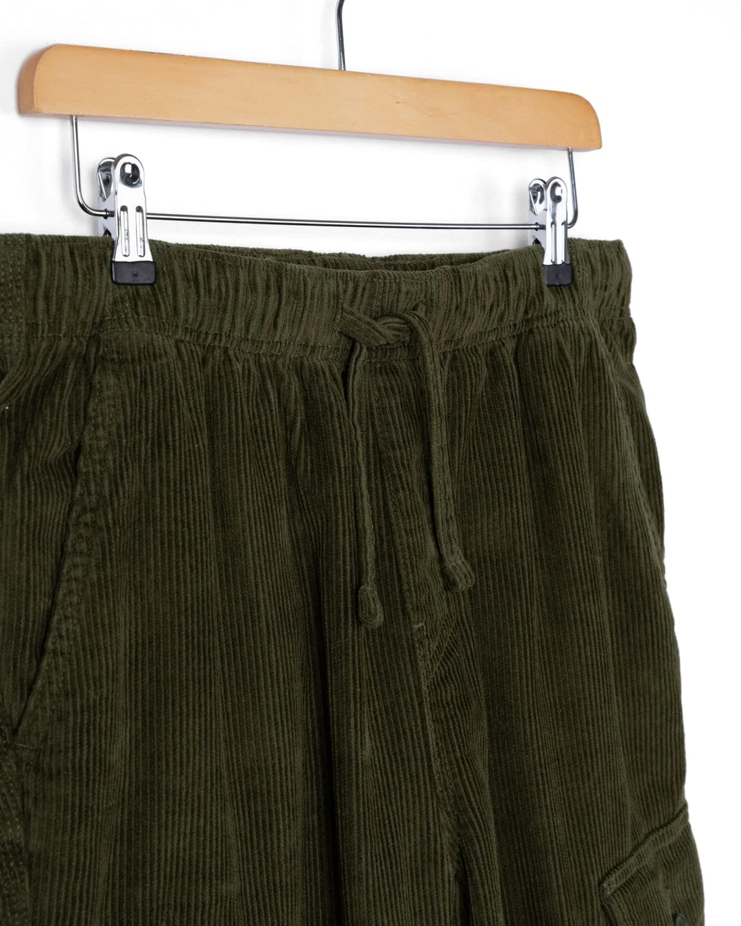 Grove - Mens Corduroy Cargo Trousers - Dark Green - Image 7