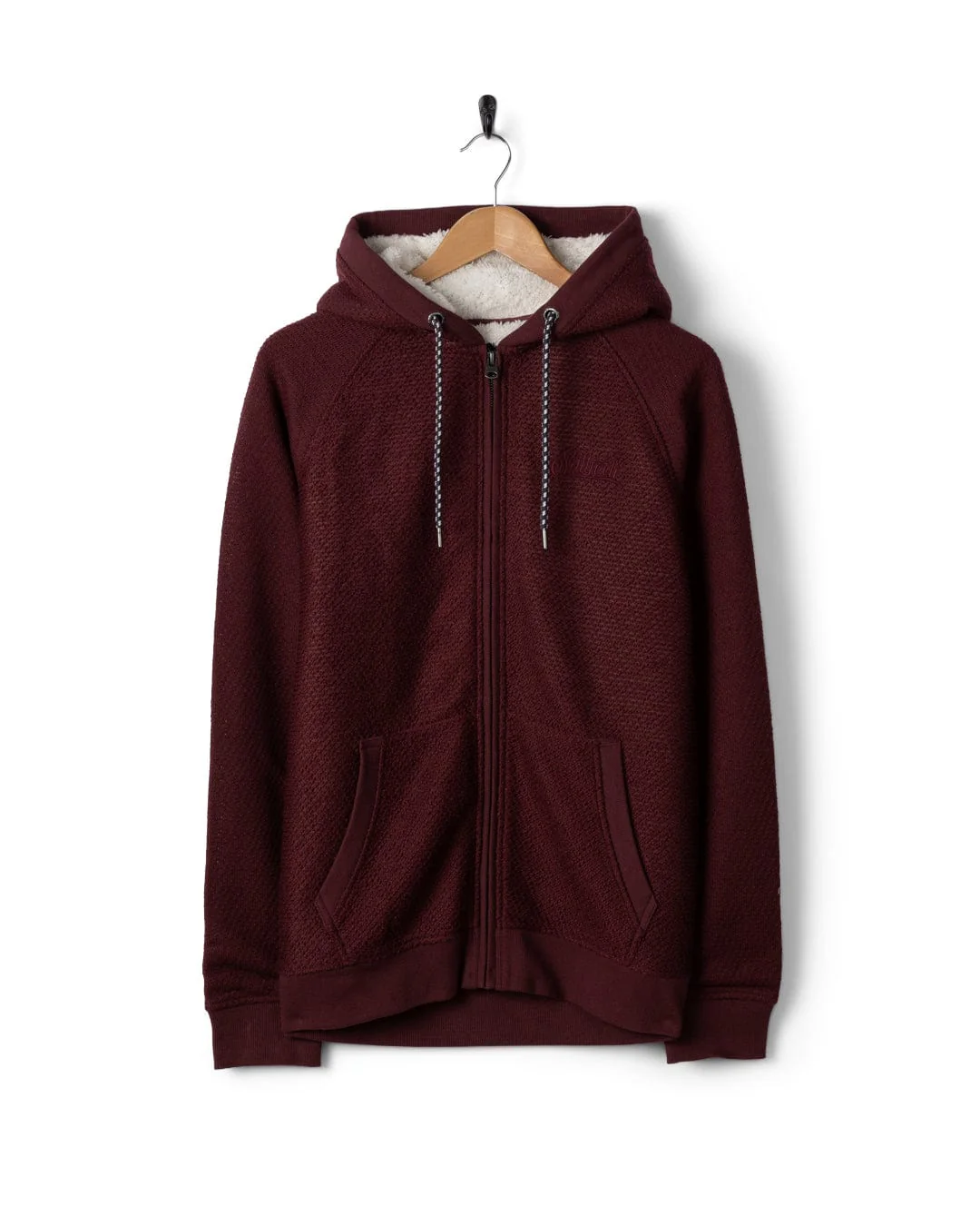 Hall Embro - Mens Borg Lined Hoodie - Dark Red - Image 6