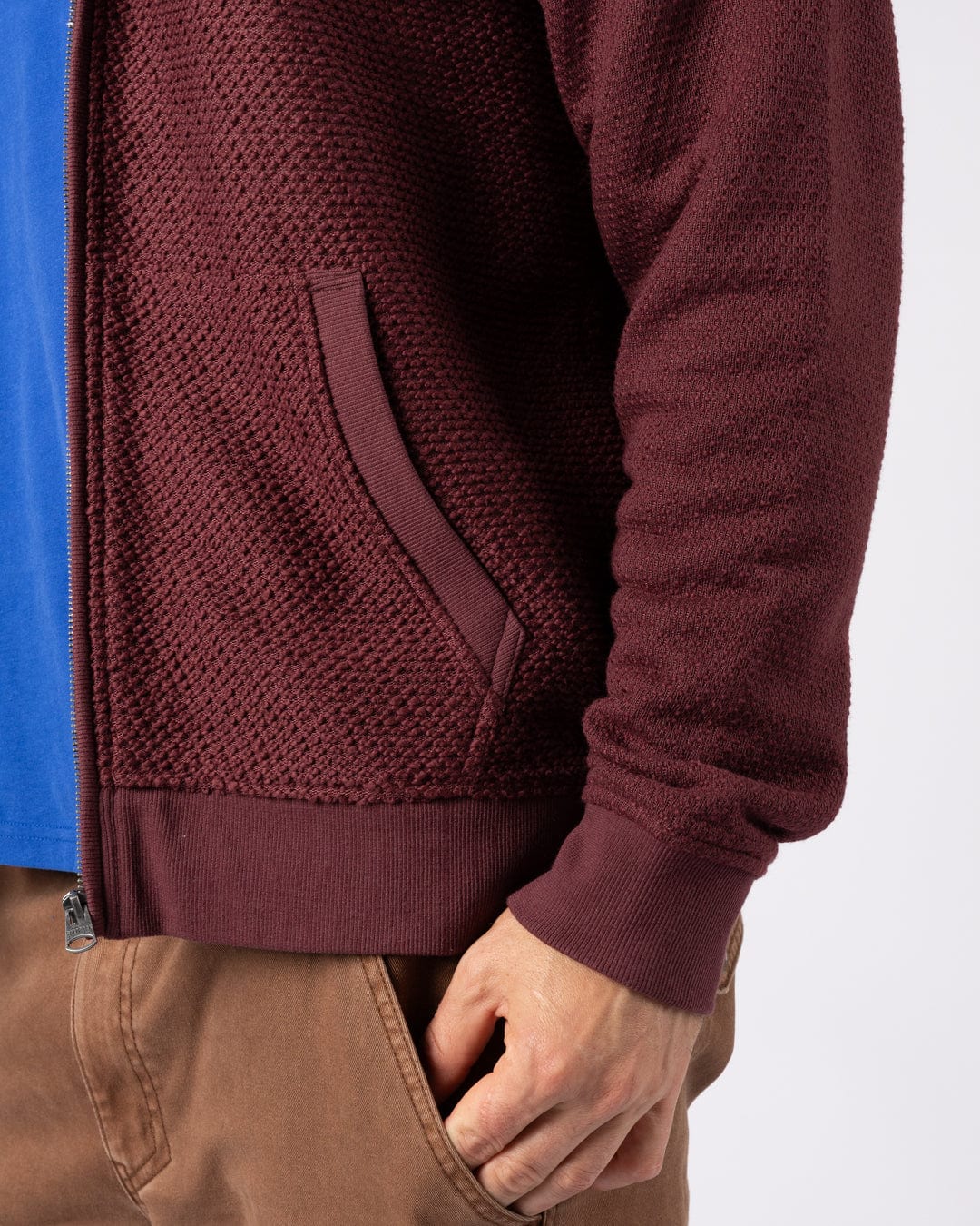 Hall Embro - Mens Borg Lined Hoodie - Dark Red - Image 9
